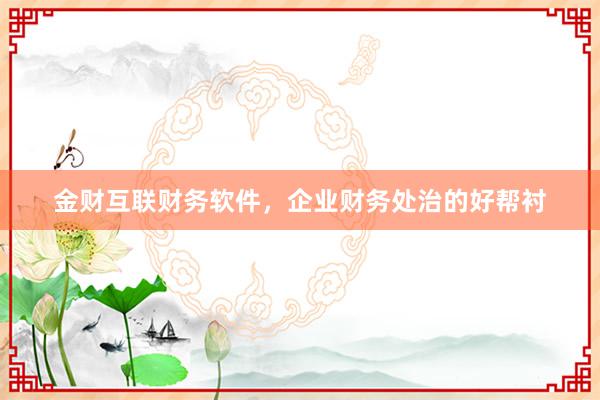 金财互联财务软件，企业财务处治的好帮衬