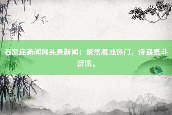 石家庄新闻网头条新闻：聚焦腹地热门，传递泰斗资讯。